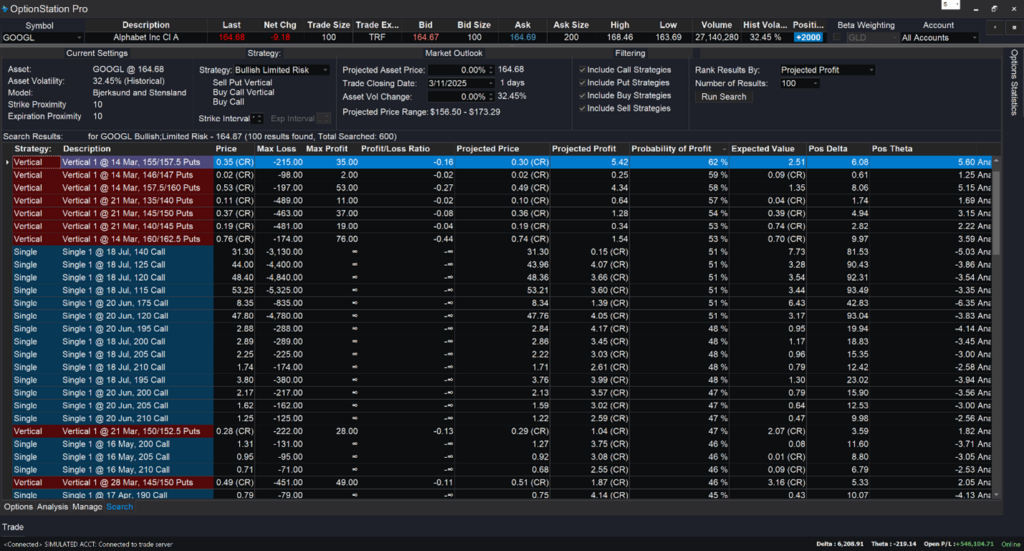 OptionStation Pro interface